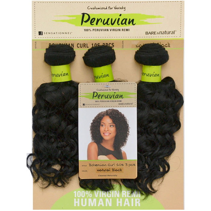Sensationnel Bare & Natural Peruvian 100% Virgin Remi Weave BOHEMIAN CURL 10S 3PCS