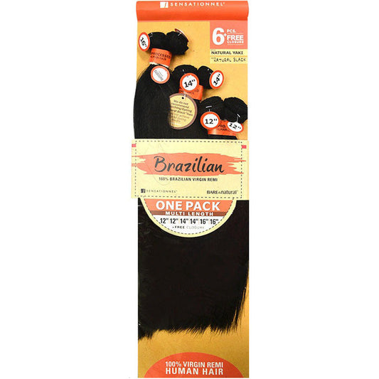 Sensationnel Bare & Natural Brazilian 100% Virgin Remi Weave - NATURAL YAKI 6 PCS + FREE CLOSURE