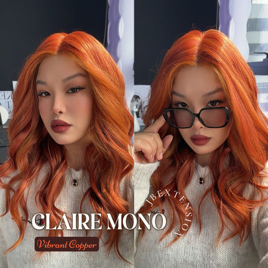[PRE-ORDER] HOT OF SEASON -  CLAIRE MONO VIBRANT COPPER Partial Monofilament Wig 22 Inches Vibrant Copper Partial Mono Lace Glueless Wig Claire Mono Vibrant Copper【BENDY EAR TABS】