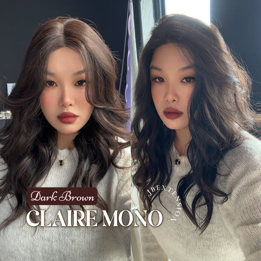[PRE-ORDER] HOT OF SEASON - CLAIRE MONO DARK BROWN Partial Monofilament Wig 22 Inches Dark Brown Partial Mono Lace Glueless Wig CLAIRE MONO DARK BROWN【BENDY EAR TABS】