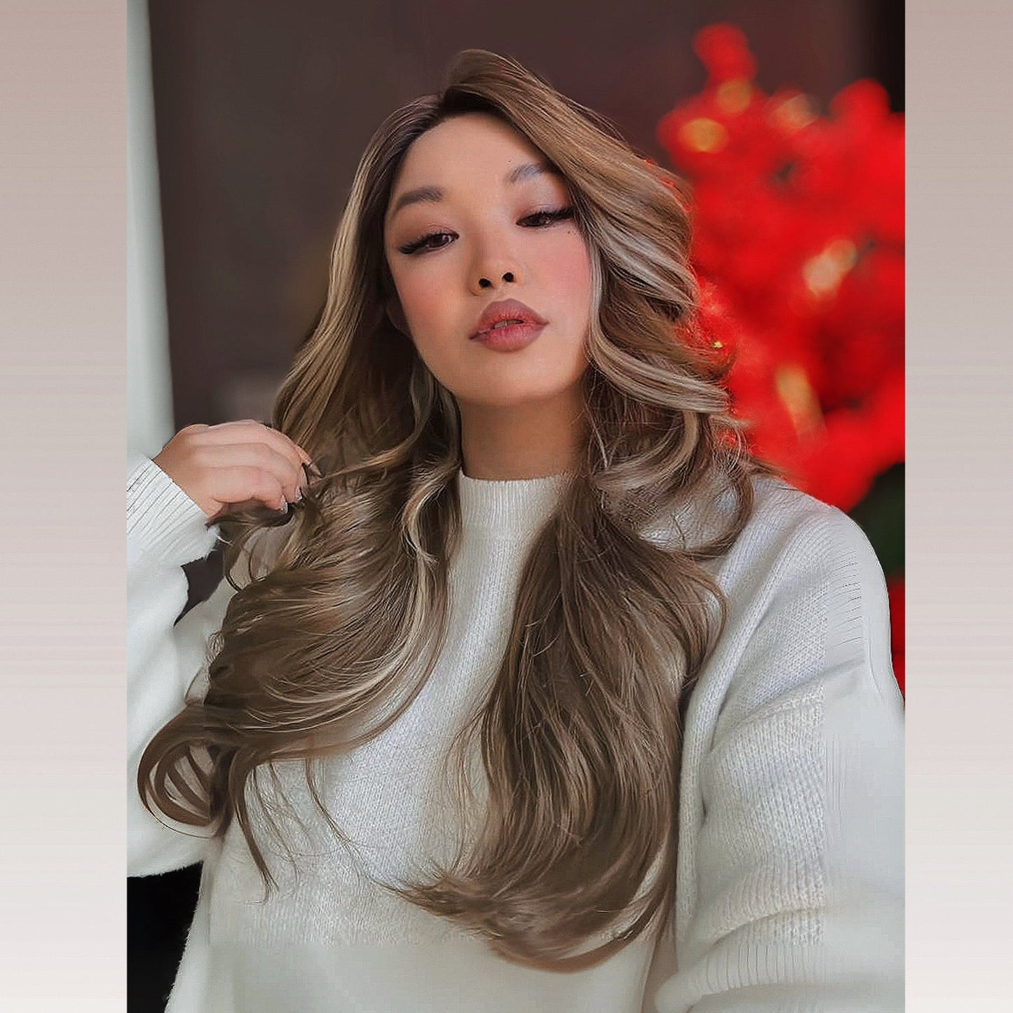 Silvia Highly Recommended- 24 Inches Mix Brown Curly Lace Front Wig.Pre Plucked 13*4 HD Transparent Lace Frontal Handmade Futura Fiber Swiss Lace Synthetic Fiber Pre-Cut Lace Glueless Wig JADOR L