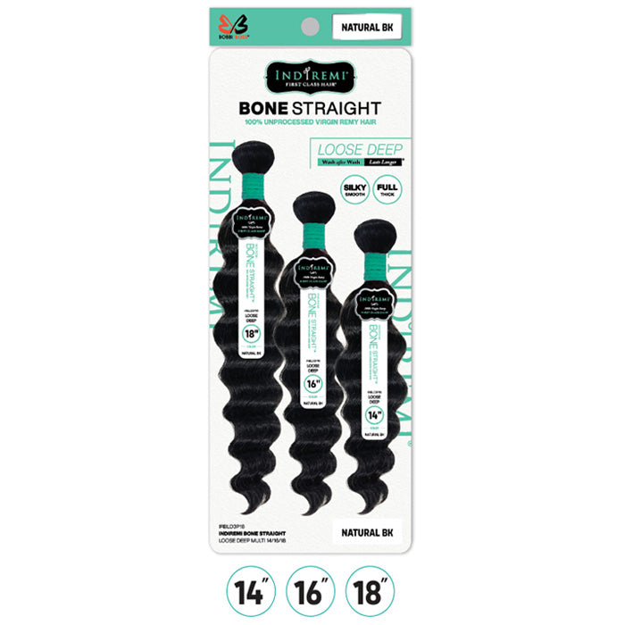 Bobbi Boss Indiremi 100% Unprocessed Virgin Remy Hair Weave Bone Straight - LOOSE DEEP MULTI