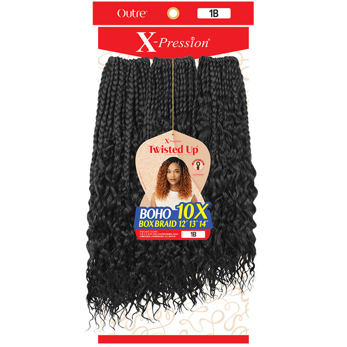 Outre X-Pression Twisted Up Pre-Looped Crochet Braid - BOHO BOX BRAID 12"13"14" 10X