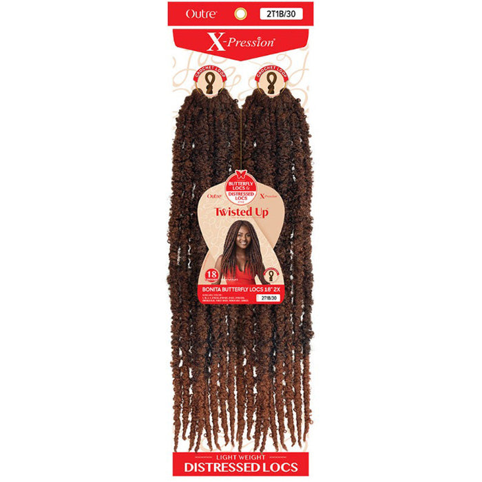 Outre X-Pression Twisted Up Destressed Loop Crochet Braid - 2X BONITA BUTTERFLY LOCS 18"