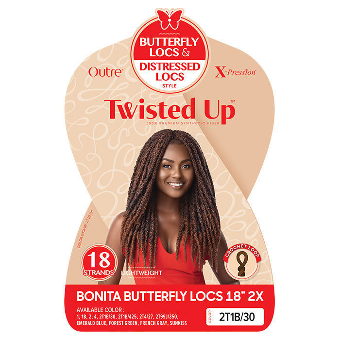 Outre X-Pression Twisted Up Destressed Loop Crochet Braid - 2X BONITA BUTTERFLY LOCS 18"