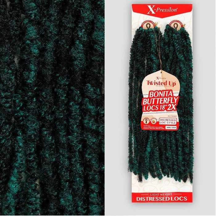 Outre X-Pression Twisted Up Destressed Loop Crochet Braid - 2X BONITA BUTTERFLY LOCS 18"