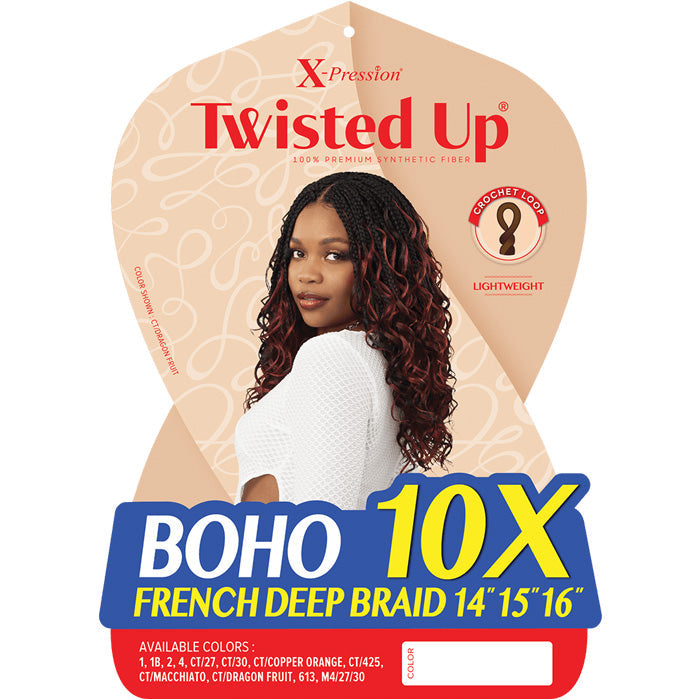 Outre X-Pression Twisted Up Pre-Looped Crochet Braid - BOHO FRENCH DEEP BRAID 14"15"16" 10X