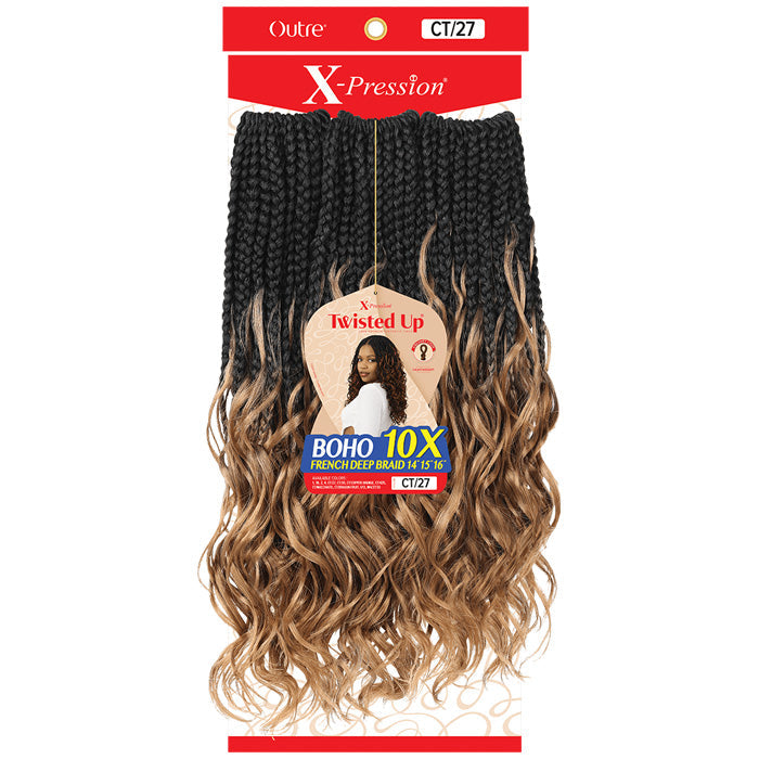 Outre X-Pression Twisted Up Pre-Looped Crochet Braid - BOHO FRENCH DEEP BRAID 14"15"16" 10X