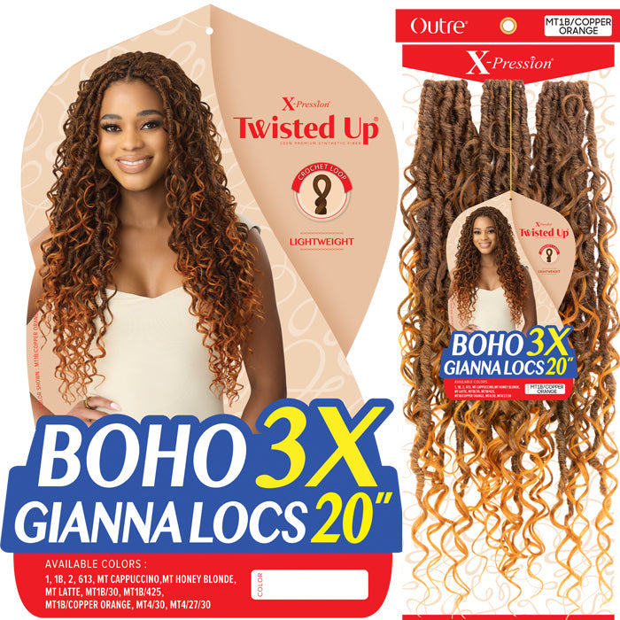 Twisted Up X-Pression By Outre Pre-Looped Crochet Braid - BOHO GIANNA LOCS 20" 3X