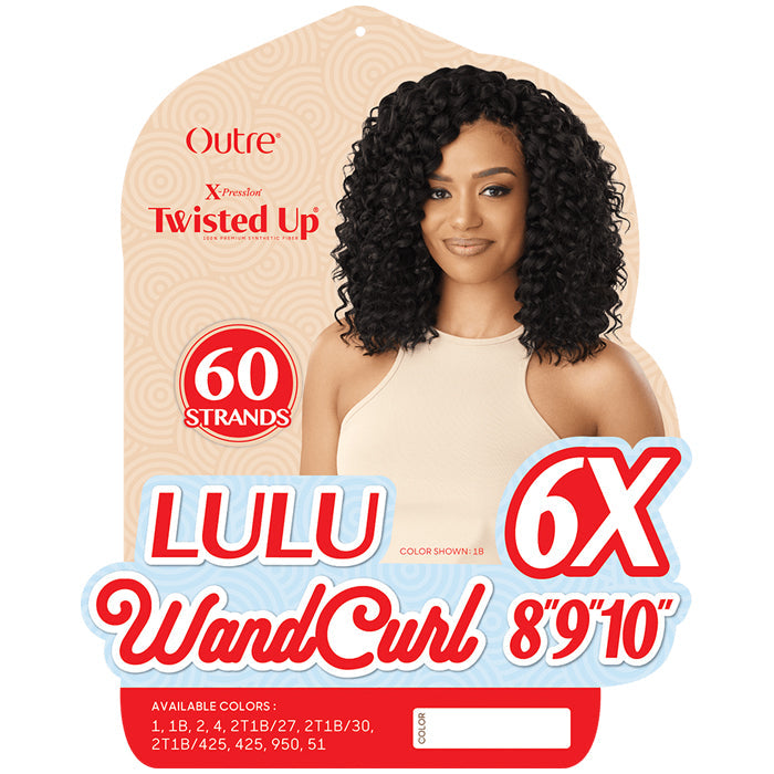 Outre X-Pression Twisted Up Pre-Loop Crochet Braid - LULU WANDCURL 8/9/10" 6x