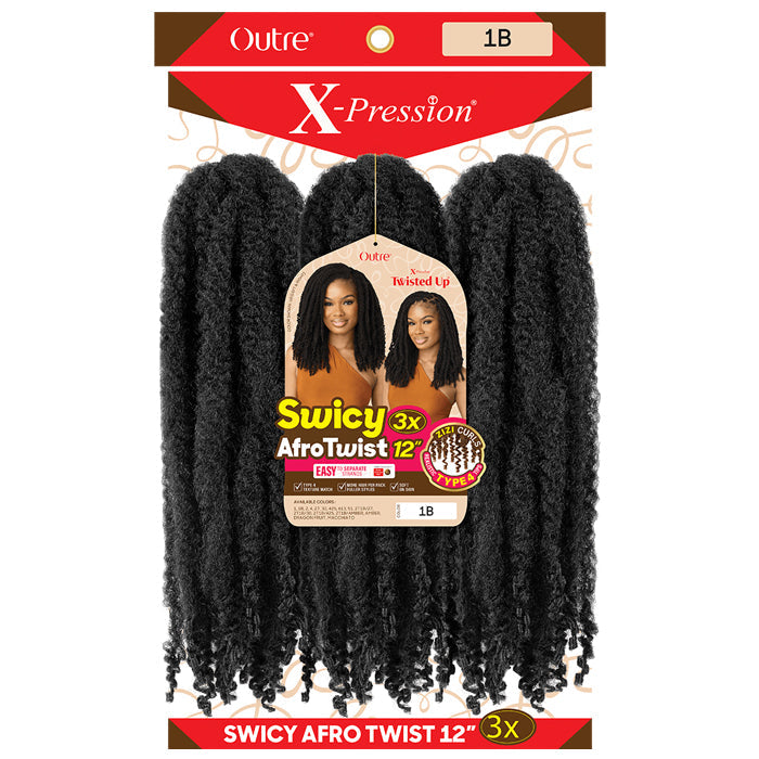 X-Pression Twisted Up Crochet Braids - SWICY AFRO TWIST 12" 3X by Outre
