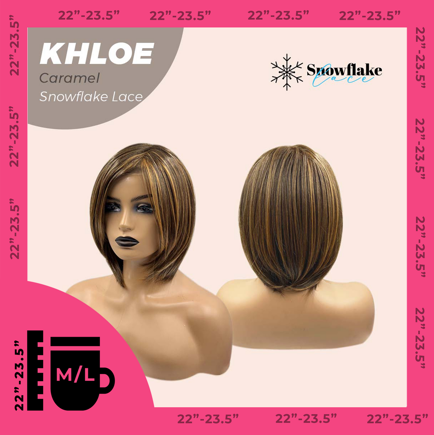 [PRE-ORDER] JBEXTENSION 12 Inches Bob Cut Caramel Pre-Cut Snowflake Lace Frontlace Glueless Wig KHLOE LACE【PERMATEASE】【BENDY EAR TABS】- M/L