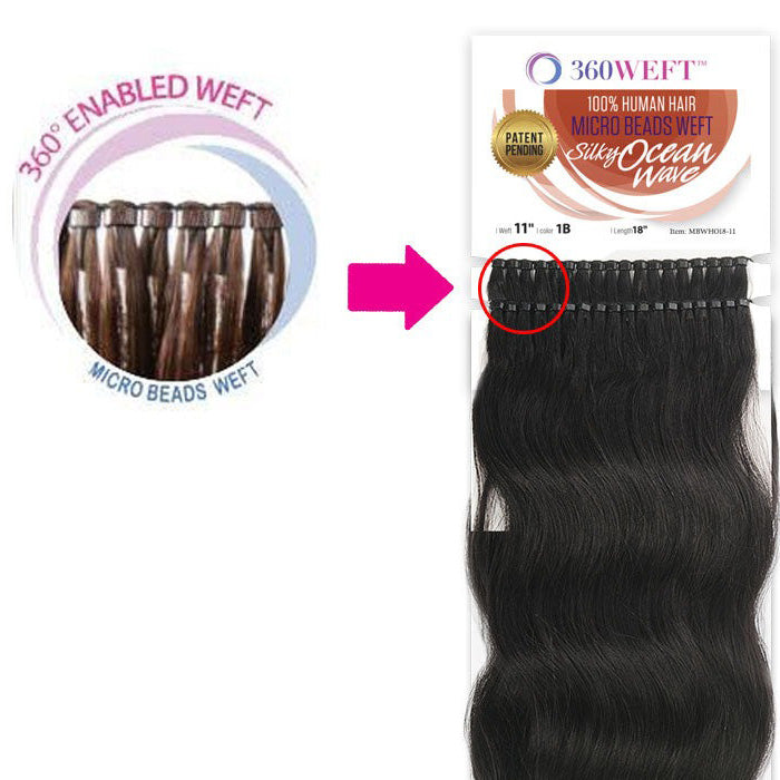 New Born Free 360 Weft 100% Human Hair Micro Beads Weft Weave - SILKY OCEAN WAVE 18"