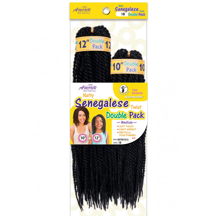 Amour Natty Crochet Braids - SENEGALESE TWIST DOUBLE PACK 10+12"