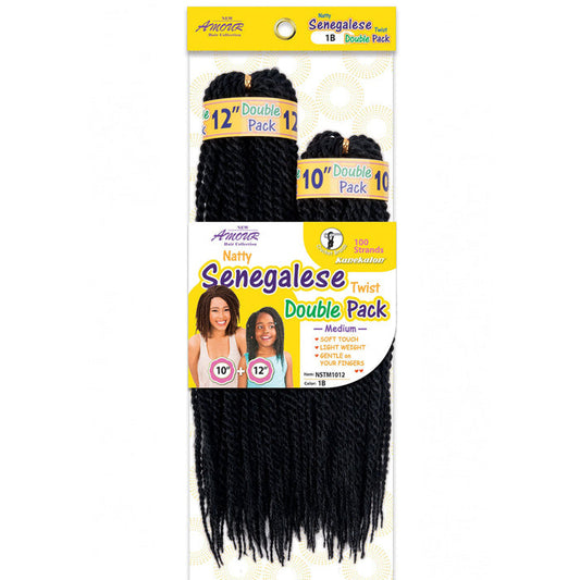 Amour Natty Crochet Braids - SENEGALESE TWIST DOUBLE PACK 10+12"
