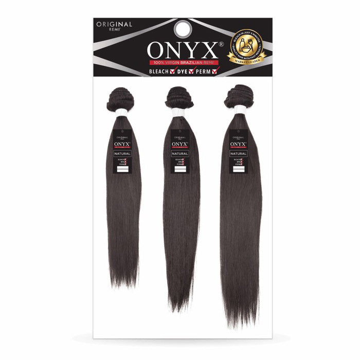 Onyx 100% Brazilian Virgin Remi Human Hair Weave - 7A TRIPLE BUNDLE STRAIGHT (10"/12"/14"-22"/24"/26")