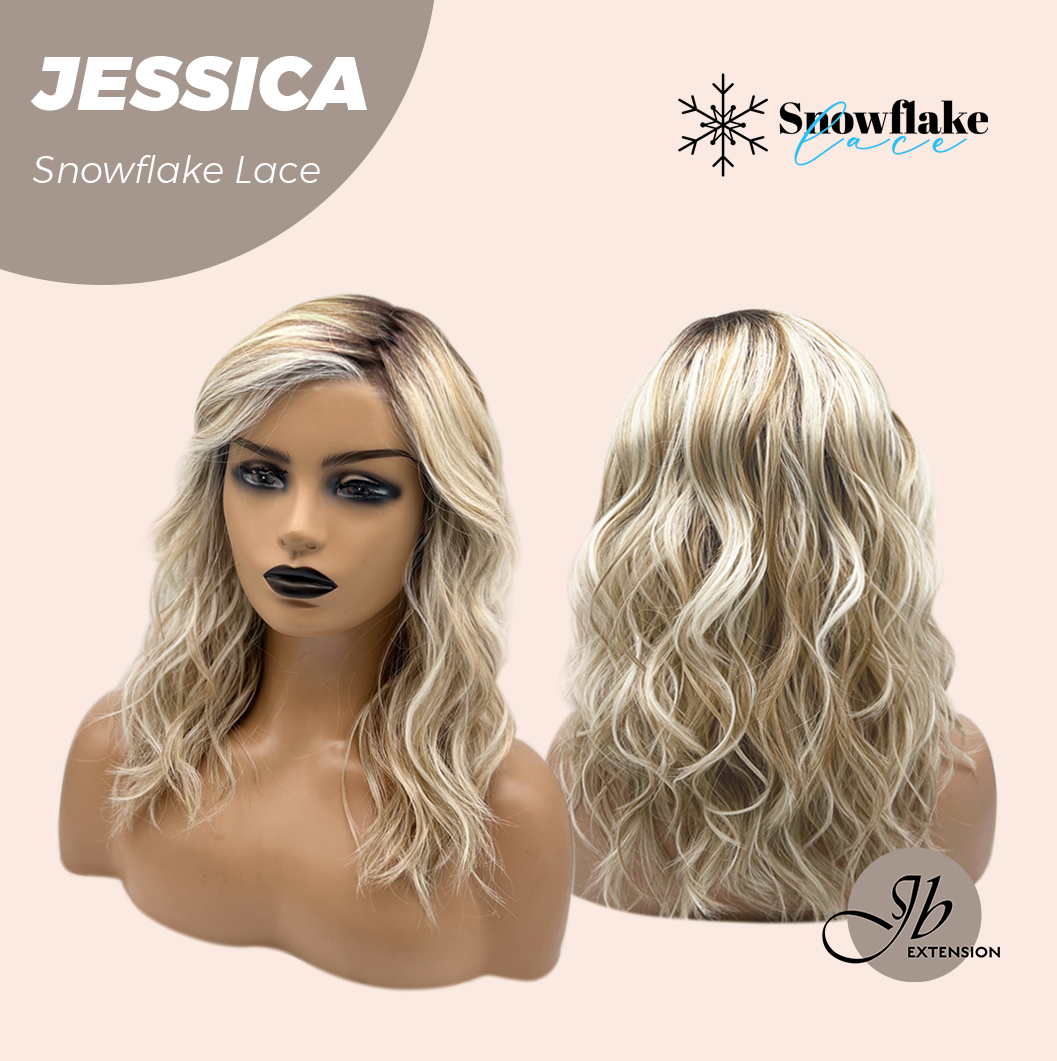 [PRE-ORDER] JBEXTENSION 16 Inches Mix Blonde Curly Pre-Cut Side Part Snowflake Lace Frontlace Glueless Wig JESSICA【BENDY EAR TABS】