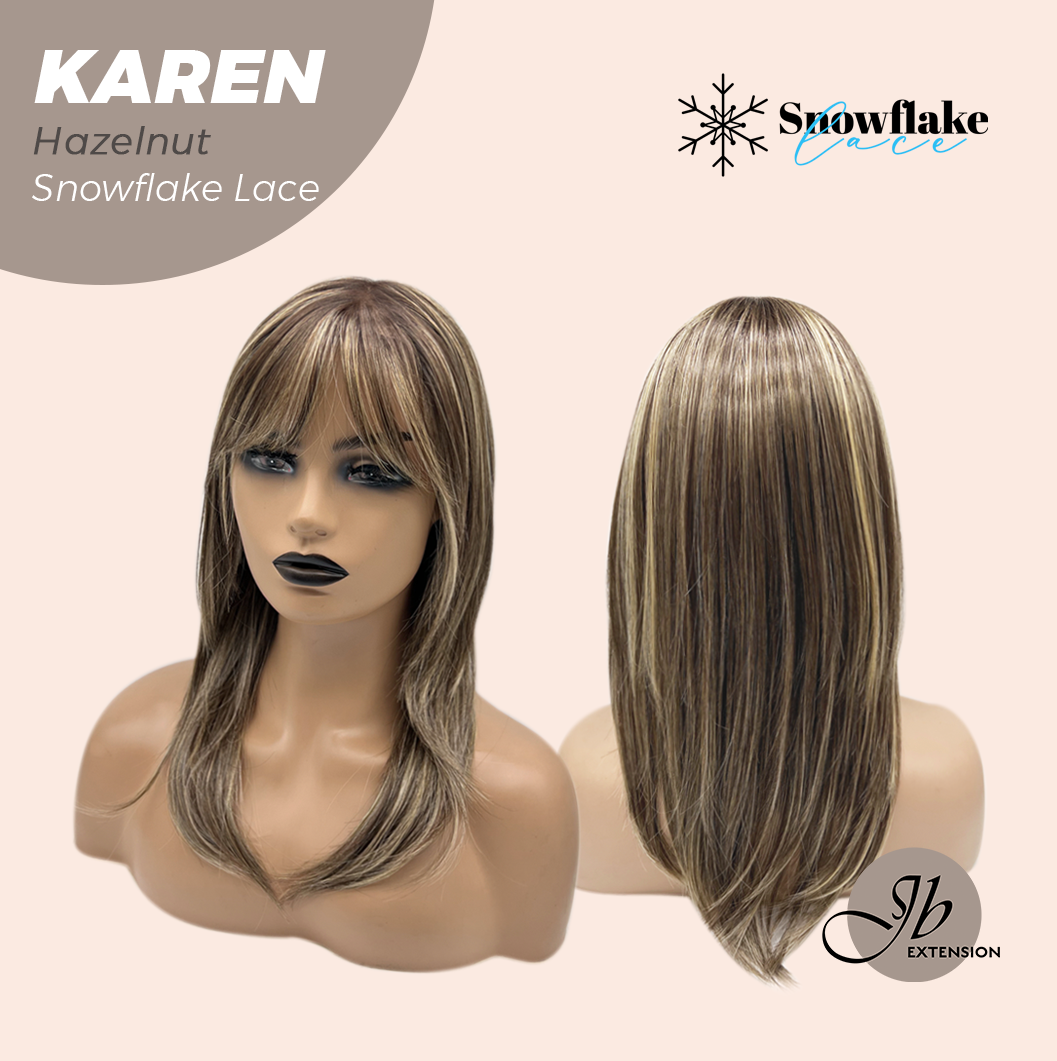 [PRE-ORDER] JBEXTENSION 18 Inches Hazelnut Pre-Cut T Part Snowflake Lace Frontlace Glueless Wig KAREN HAZELNUT【BENDY EAR TABS】