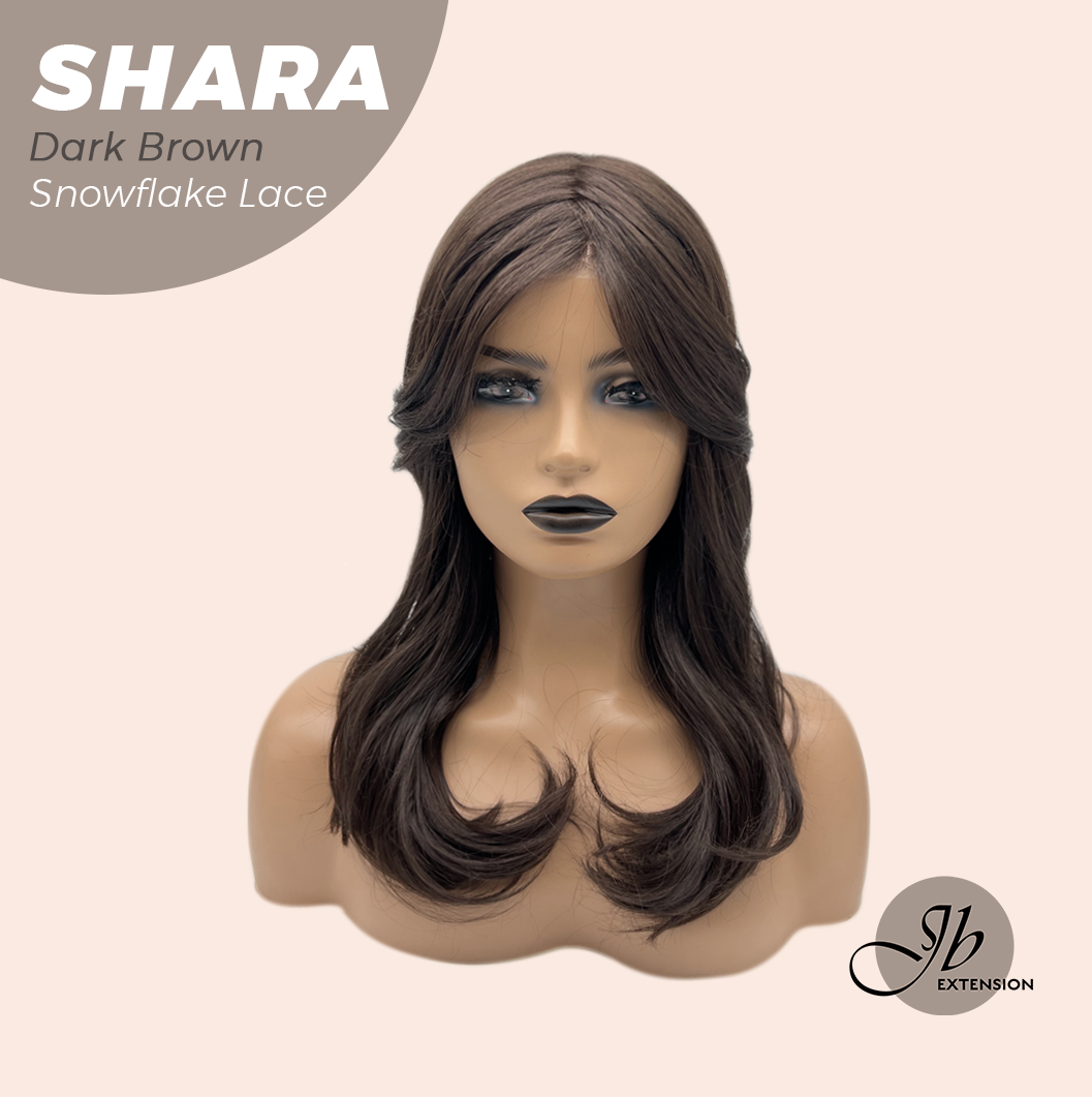 [PRE-ORDER] JBEXTENSION 17 Inches Curly Dark Brown Pre-Cut T Part Snowflake Lace Frontlace Glueless Wig SHARA DARK BROWN【BENDY EAR TABS】