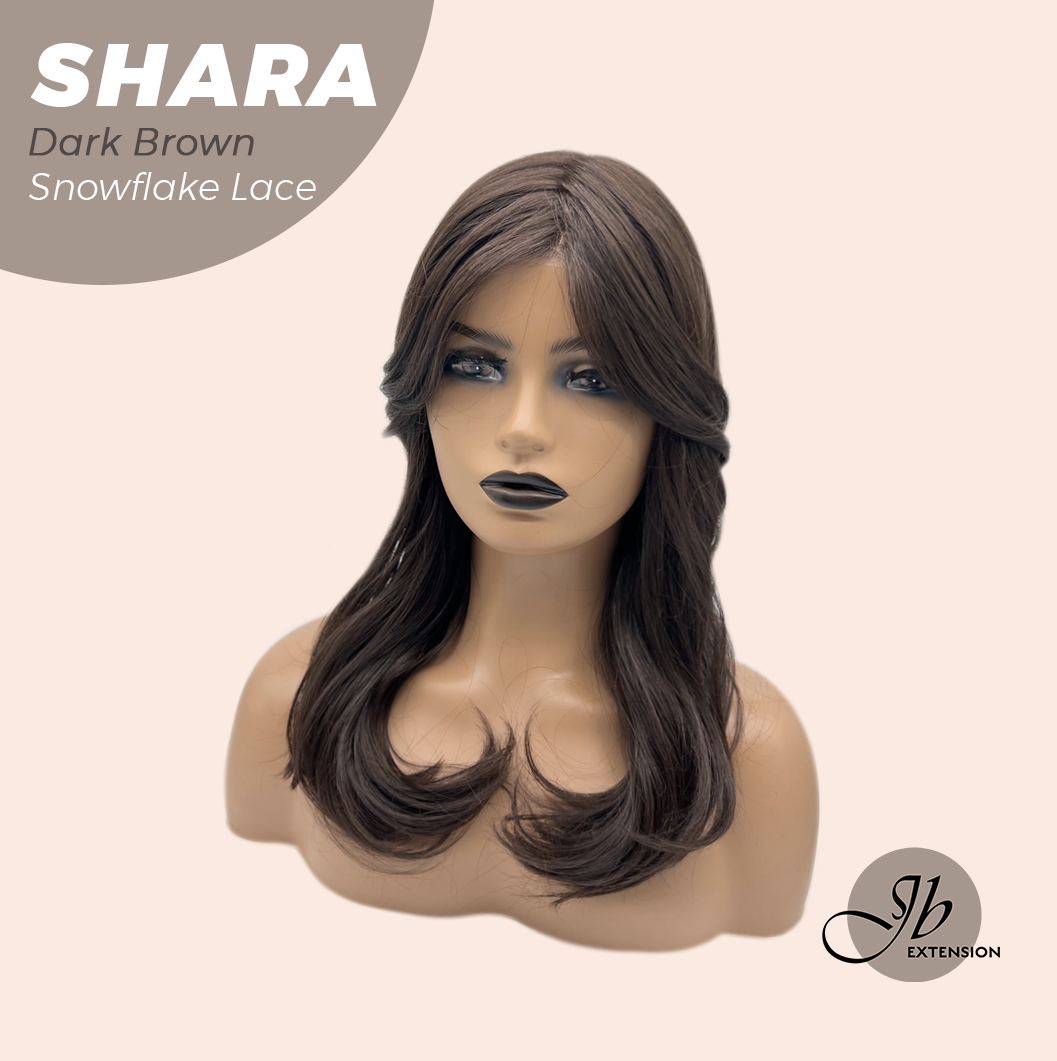 [PRE-ORDER] JBEXTENSION 17 Inches Curly Dark Brown Pre-Cut T Part Snowflake Lace Frontlace Glueless Wig SHARA DARK BROWN【BENDY EAR TABS】