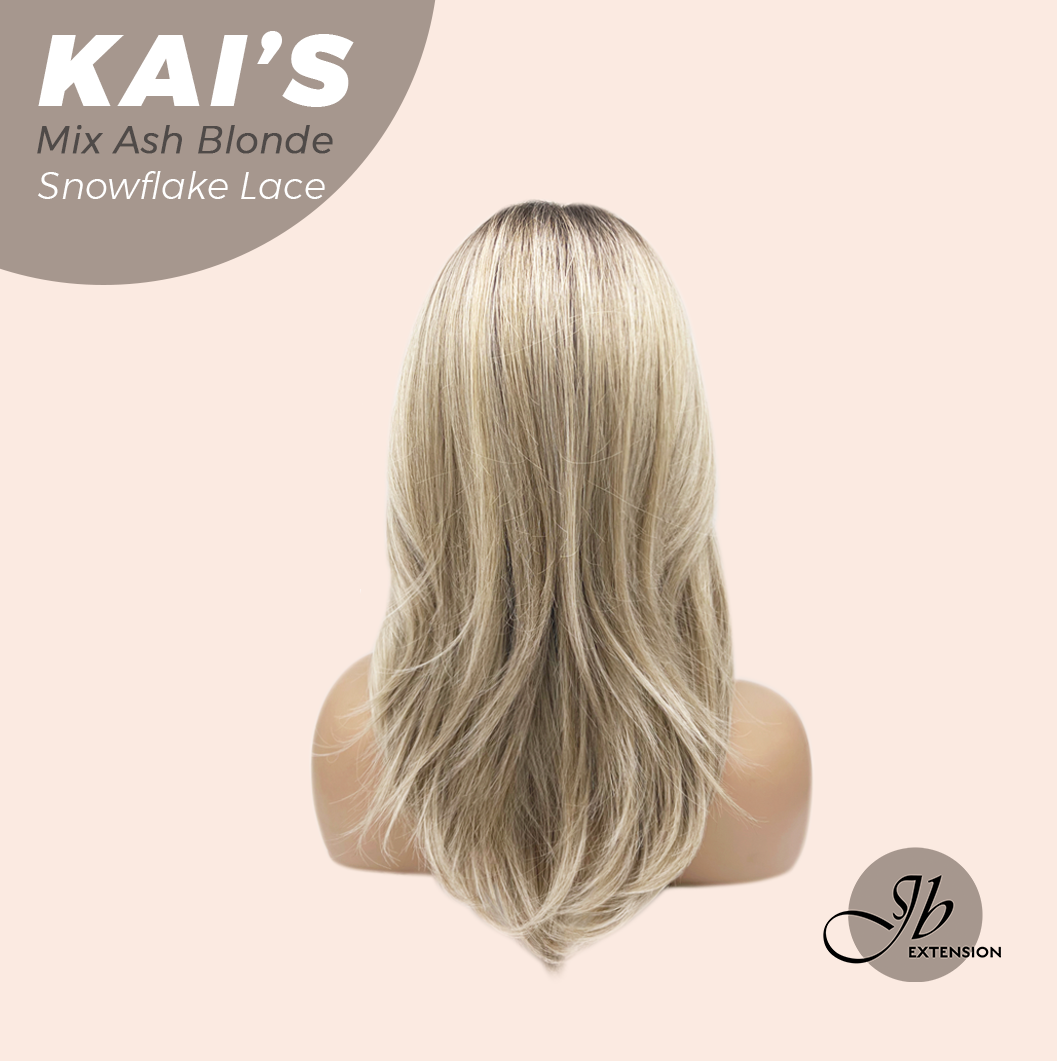[PRE-ORDER] JBEXTENSION 18 Inches Mix Ash Blonde Pre-Cut Snowflake Lace Frontlace Glueless Wig KAI'S MIX ASH BLONDE【PERMATEASE】【BENDY EAR TABS】