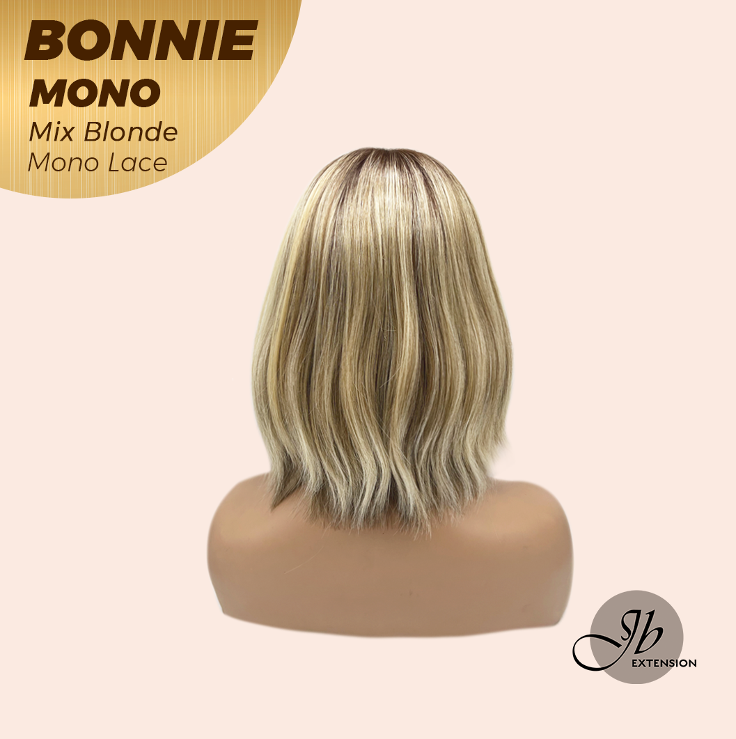[PRE-ORDER] HOT OF SEASON - BONNIE MONO MIX BLONDE Full Monofilament Handmade Full Lace Full Hand Tied Wig 12 Inches Mix Blonde With Dark Root Mono Lace Handmade Futura Fiber Glueless Wig BONNIE MONO MIX BLONDE【BENDY EAR TABS】