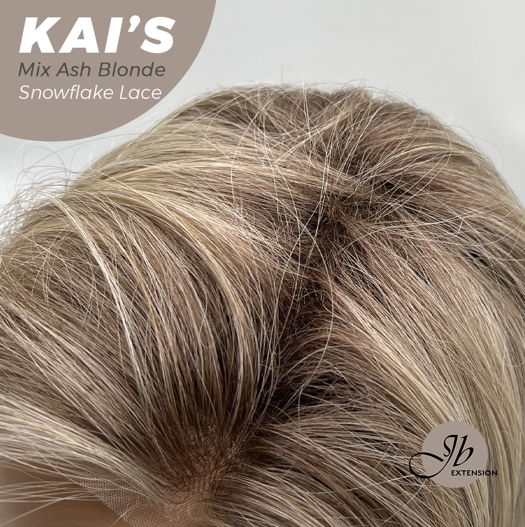 [PRE-ORDER] JBEXTENSION 18 Inches Mix Ash Blonde Pre-Cut Snowflake Lace Frontlace Glueless Wig KAI'S MIX ASH BLONDE【PERMATEASE】【BENDY EAR TABS】
