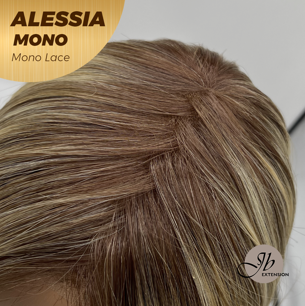 [PRE-ORDER] JBEXTENSION ALESSIA MONO Monofilament Handmade Wig 6X5 Full Monofilament Hand Tied Top Wig 10 Inches Bob Cut Mix Blonde Mono Lace Wig Glueless Wig ALESSIA MONO【BENDY EAR TABS】