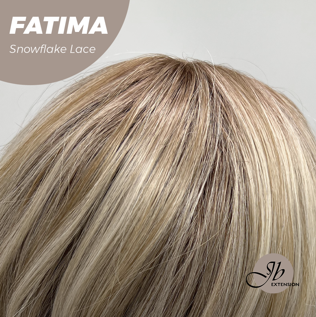 [PRE-ORDER] JBEXTENSION 12 Inches Blonde Curly Pre-Cut Side Part Snowflake Lace Frontlace Glueless Wig FATIMA SNOWFLAKE【BENDY EAR TABS】- M/L