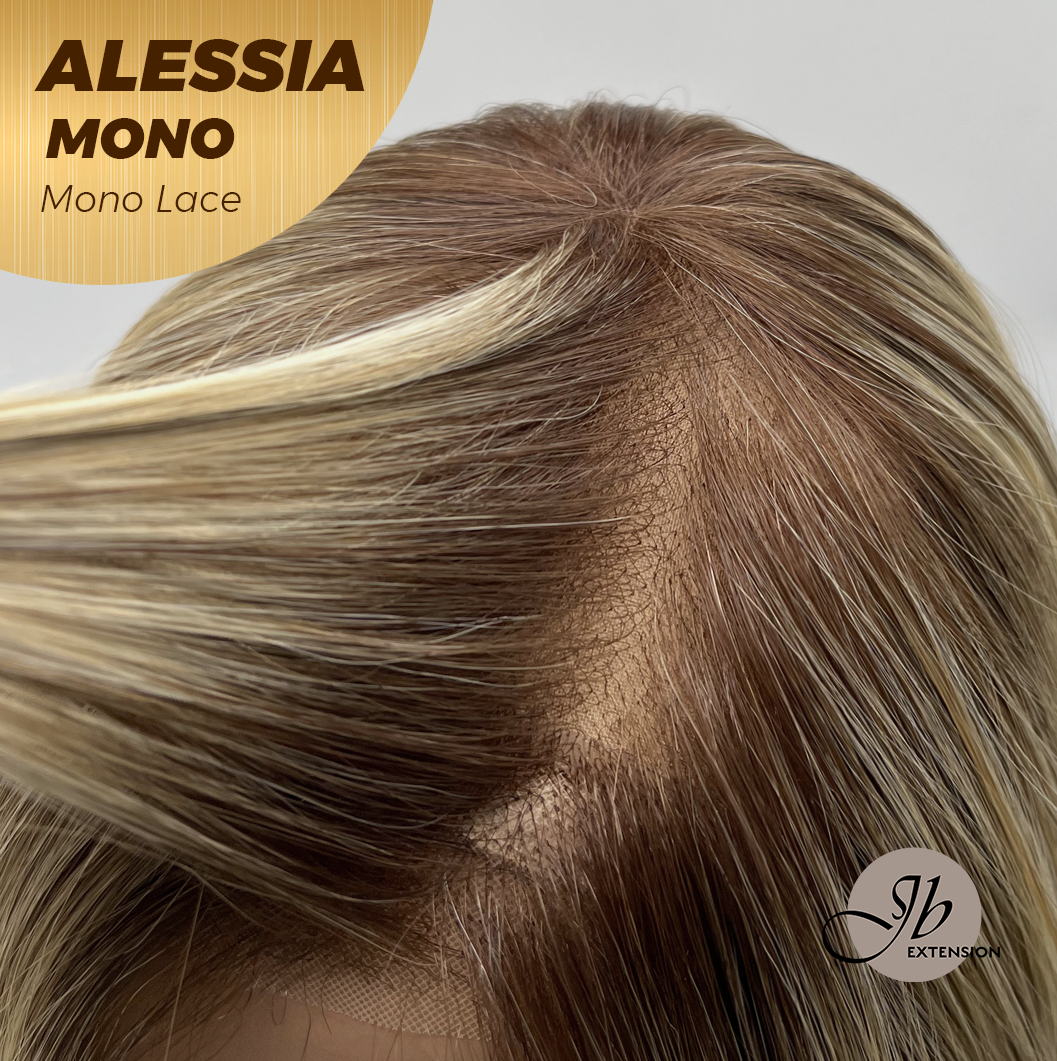 [PRE-ORDER] JBEXTENSION ALESSIA MONO Monofilament Handmade Wig 6X5 Full Monofilament Hand Tied Top Wig 10 Inches Bob Cut Mix Blonde Mono Lace Wig Glueless Wig ALESSIA MONO【BENDY EAR TABS】
