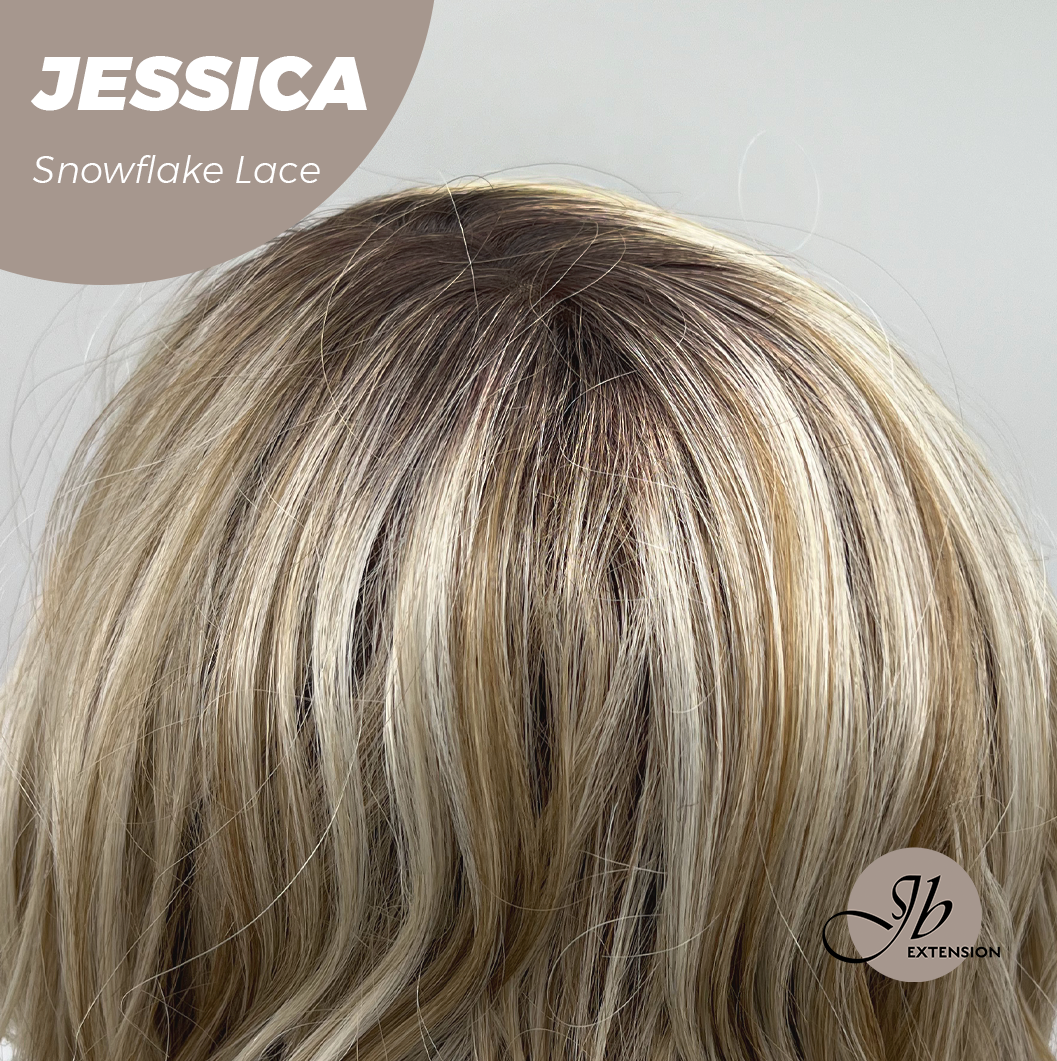 [PRE-ORDER] JBEXTENSION 16 Inches Mix Blonde Curly Pre-Cut Side Part Snowflake Lace Frontlace Glueless Wig JESSICA【BENDY EAR TABS】