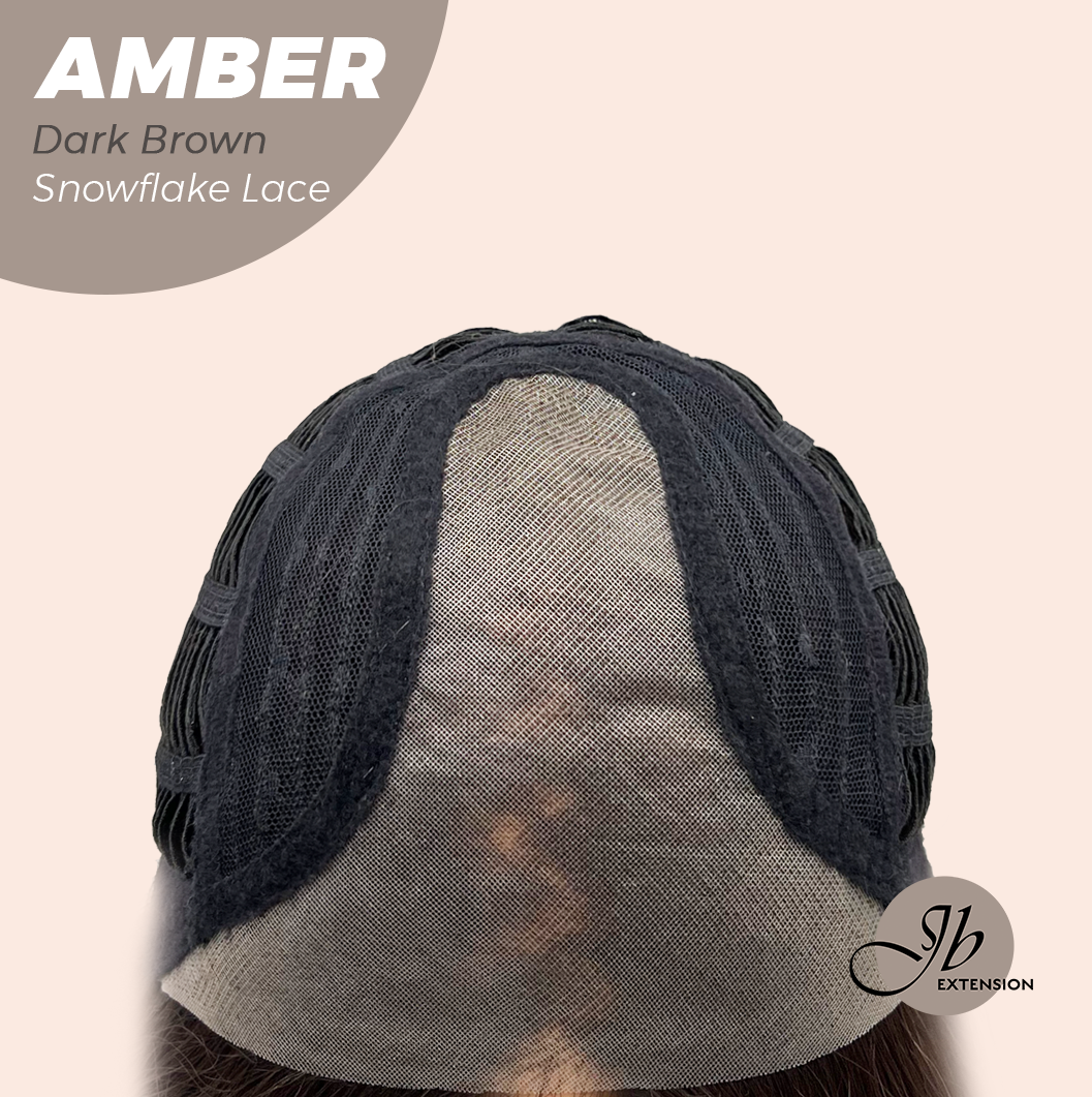 [PRE-ORDER] JBEXTENSION 21 Inches Straight Dark Brown Pre-Cut T Part Snowflake Lace Frontlace Glueless Wig AMBER DARK BROWN【BENDY EAR TABS】