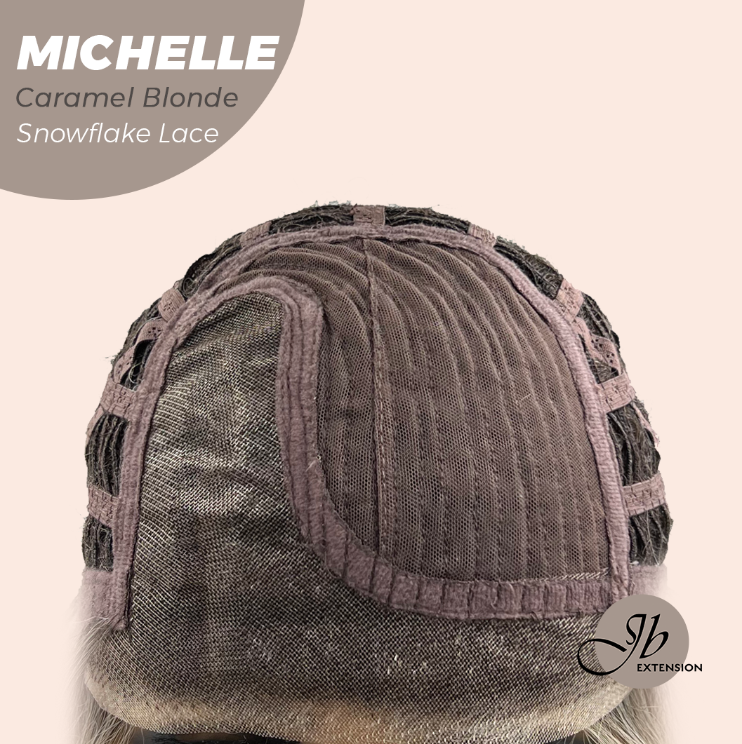 [PRE-ORDER] JBEXTENSION 10 Inches Caramel Blonde Pre-Cut Side Part Snowflake Lace Frontlace Glueless Wig MICHELLE CARAMEL BLONDE【BENDY EAR TABS】- S/M