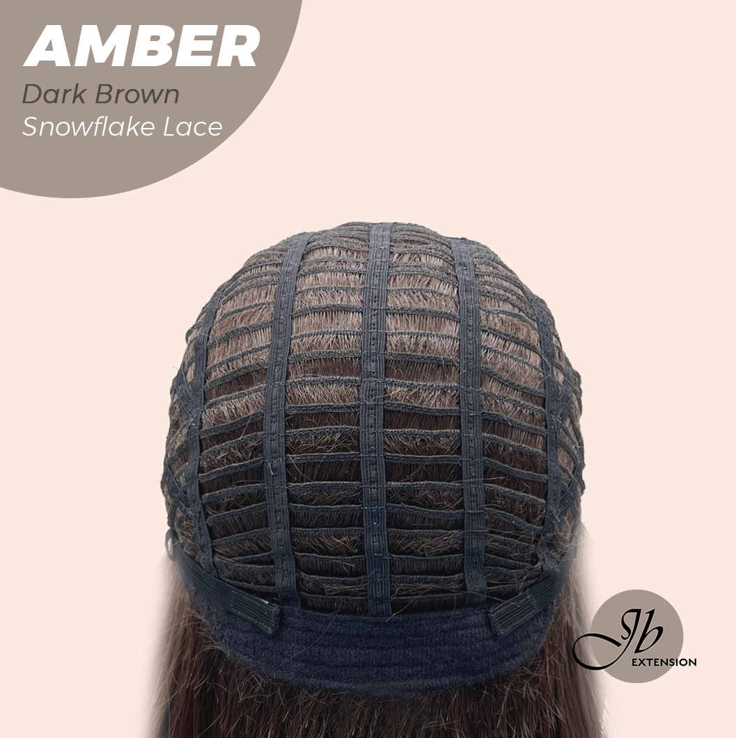 [PRE-ORDER] JBEXTENSION 21 Inches Straight Dark Brown Pre-Cut T Part Snowflake Lace Frontlace Glueless Wig AMBER DARK BROWN【BENDY EAR TABS】
