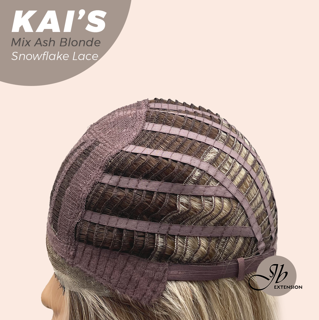 [PRE-ORDER] JBEXTENSION 18 Inches Mix Ash Blonde Pre-Cut Snowflake Lace Frontlace Glueless Wig KAI'S MIX ASH BLONDE【PERMATEASE】【BENDY EAR TABS】