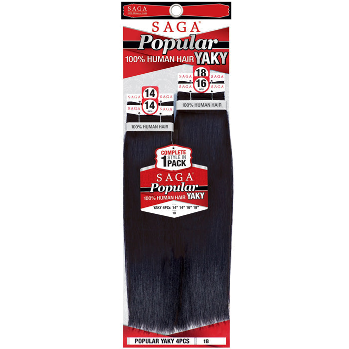 Saga 100% Human Hair Weave - POPULAR YAKY 4 PCS (10-20")