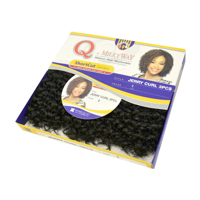 Milky Way Que Shortcut Series Human Hair Blend Weave - JERRY CURL 3 PCS