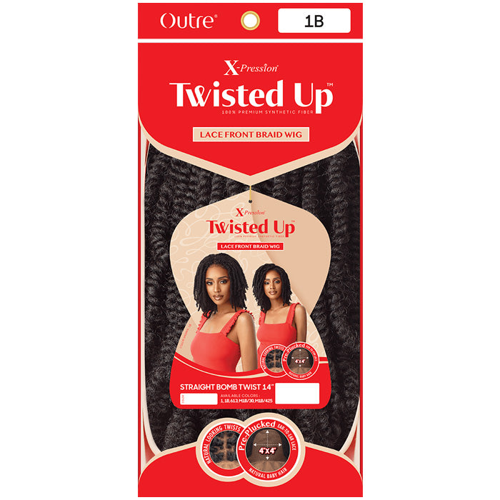 Outre Twisted Up Glueless 4x4 Lace Front Braid Wig - STRAIGHT BOMB TWIST 14"