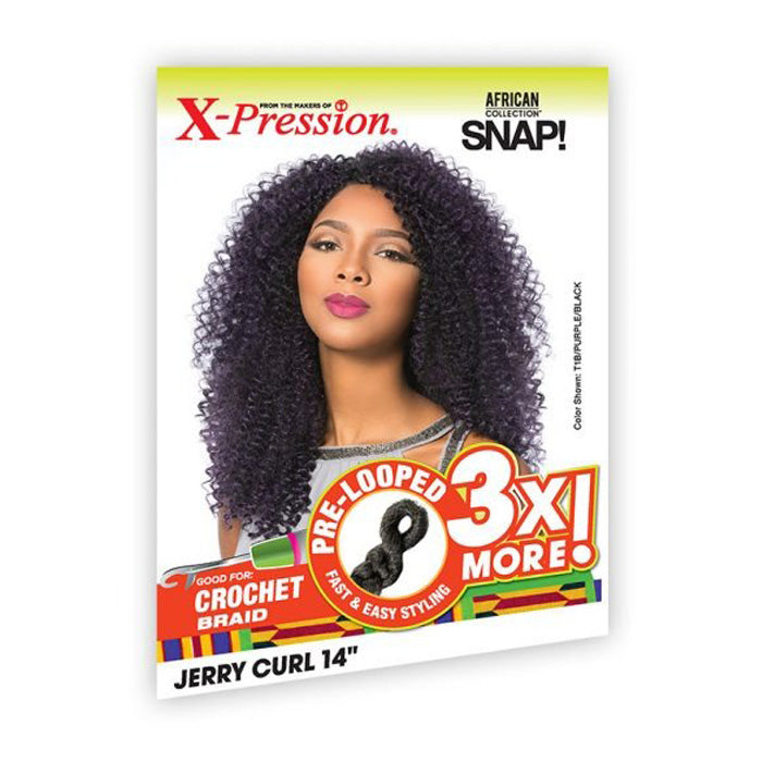 Sensationnel African Collection SNAP 3x Pre-Looped Crochet Braid JERRY CURL 14 Inch
