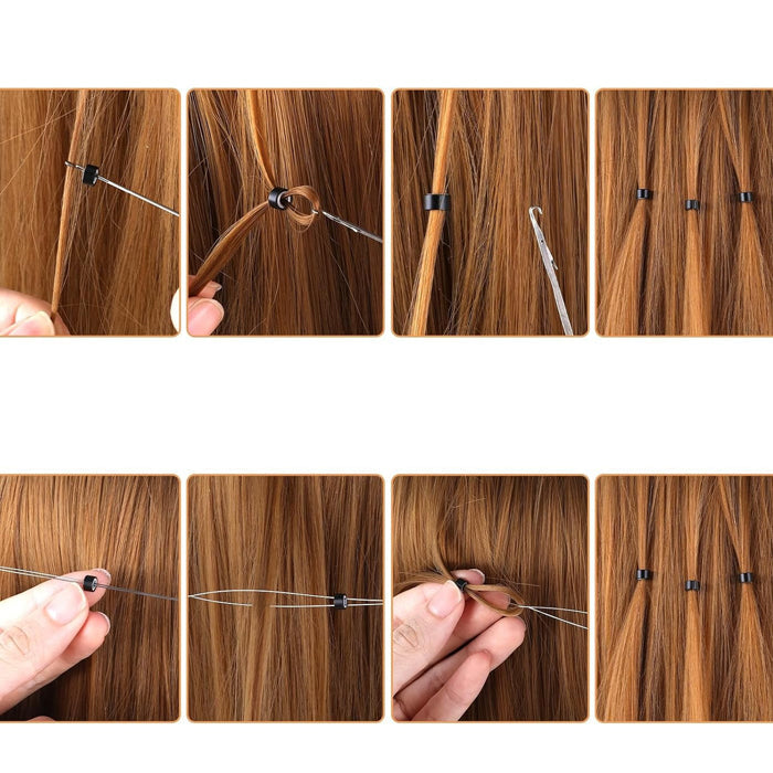 Silicone Micro Tube Ring Beads for Extension - LIGHT BROWN 300 Pcs (5/3/3 mm)