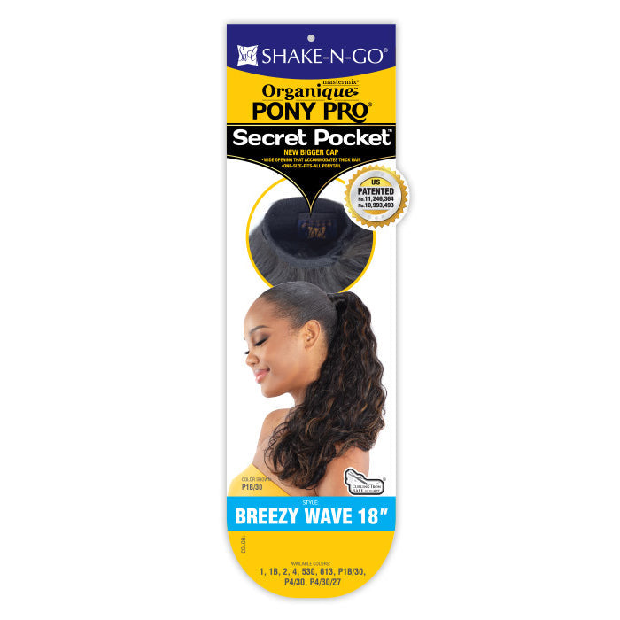 Shake N Go Organique Pony Pro Secret Pocket Ponytail - BREEZY WAVE 18"