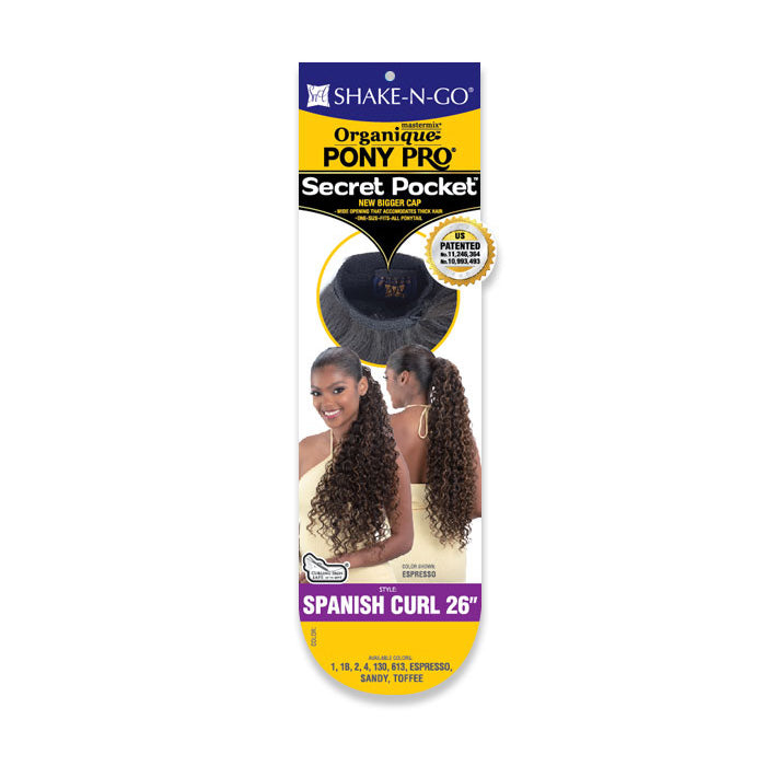 Shake N Go Organique Pony Pro Secret Pocket Ponytail - SPANISH CURL 26"