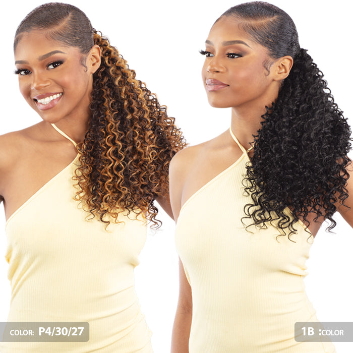 Shake N Go Organique Human Hair Blend PonyPro Secret Pocket Drawstring Ponytail - WATER CURL 18"