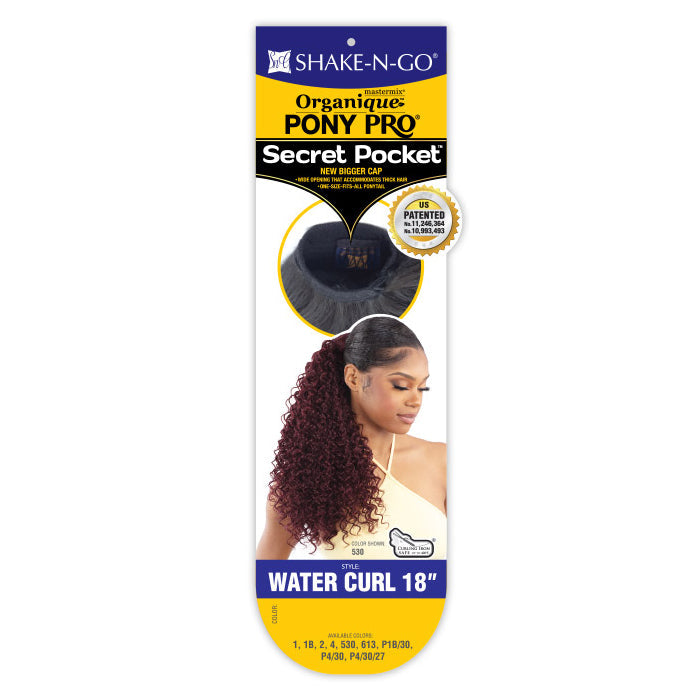 Shake N Go Organique Human Hair Blend PonyPro Secret Pocket Drawstring Ponytail - WATER CURL 18"