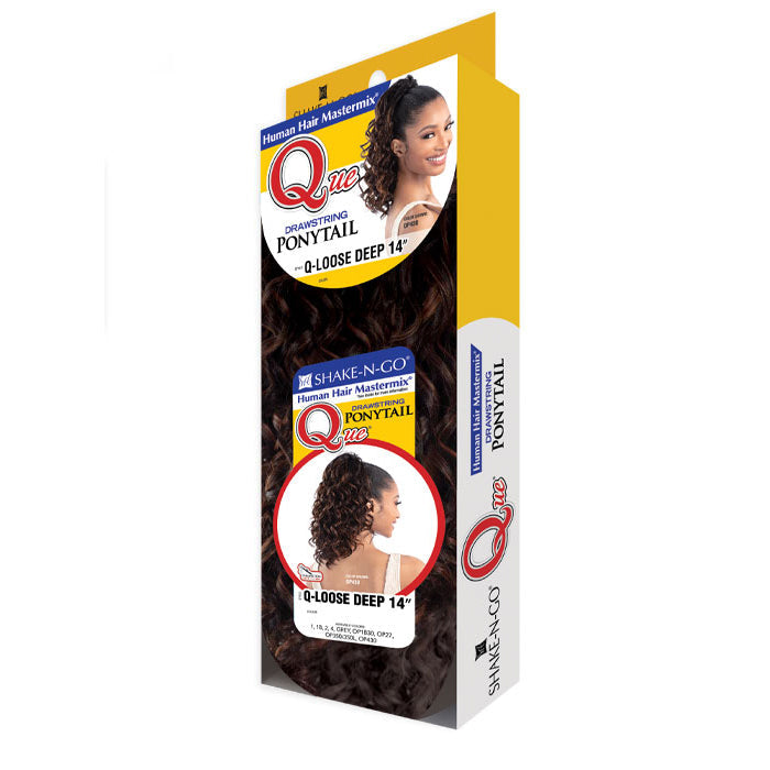 Shake N Go Que Human Hair Blend Drawstring Ponytail - Q-LOOSE DEEP 14"