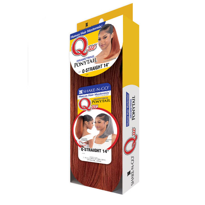 Shake N Go Que Human Hair Blend Drawstring Ponytail - Q-STRAIGHT 14"
