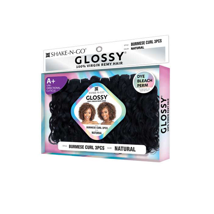 Shake N Go Glossy 100% Virgin Remy Hair Weave - BURMESE CURL 3 Pcs