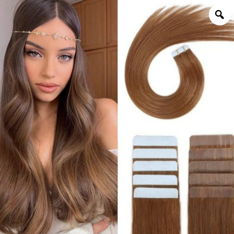 Tape in Hair Extensions Human Hair, Remy Tape in Hair Extensions 20inch  Tape in Human Hair 50g 20pcs  #6 LIGHT BROWN