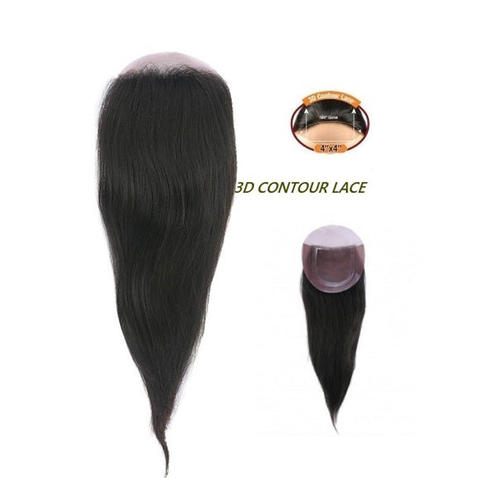 Trill Unprocessed Brazilian Virgin Human Hair 3D CONTOUR LACE 4X4 CLOSURE STRAIGHT 14 Inch