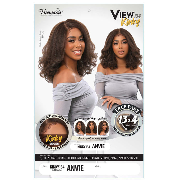 Vanessa View Kinky 134 Glueless 13x4 HD Lace Frontal Wig - ANVIE